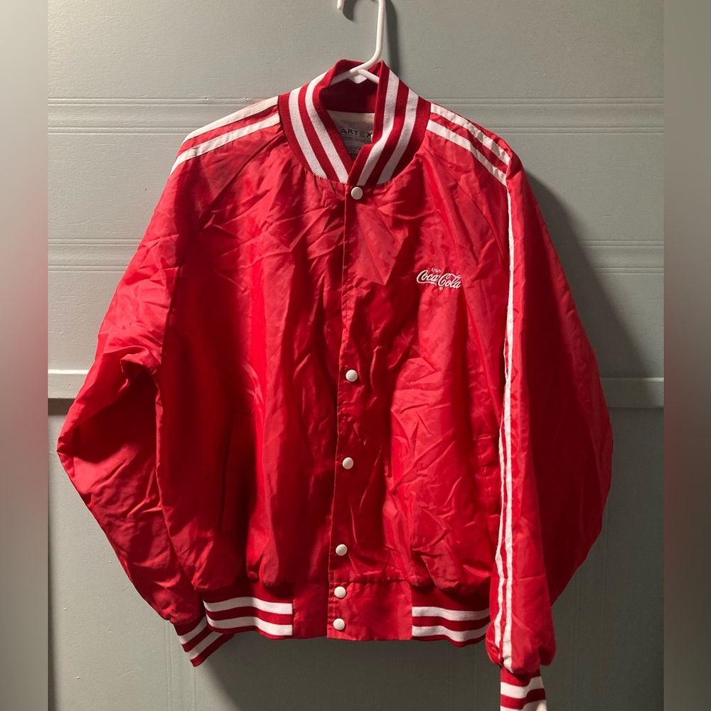 Artex Vintage Coca-Cola Red Varsity Bomber Jacket Size XL